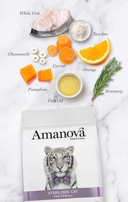 Amanova Cat Sterilised Fish Delicacy - biała ryba 1,5kg