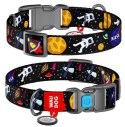 Collar WauDog Nylon Obroża nylonowa z QR-paszportem, plastikowy fastex, wzór NASA, 15mm/25-35cm