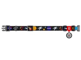 Collar WauDog Nylon Obroża nylonowa z QR-paszportem, plastikowy fastex, wzór NASA, 20mm/28-40cm