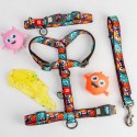 Collar WauDog Nylon Obroża nylonowa z QR-paszportem, plastikowy fastex, wzór ZĘBATE POTWORY, L 25mm/33-49cm
