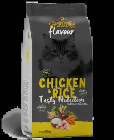 Divinus FLAVOUR CAT dla dorosłego kota - kurczak z ryżem 18 kg