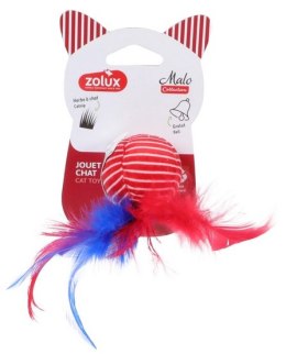 Zolux Zabawka dla kota Piłka z piórkami Malo 4cm czerwona